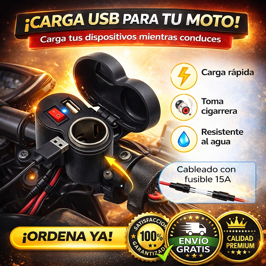 Cargador Usb Fast Y Cigarrera Para Moto