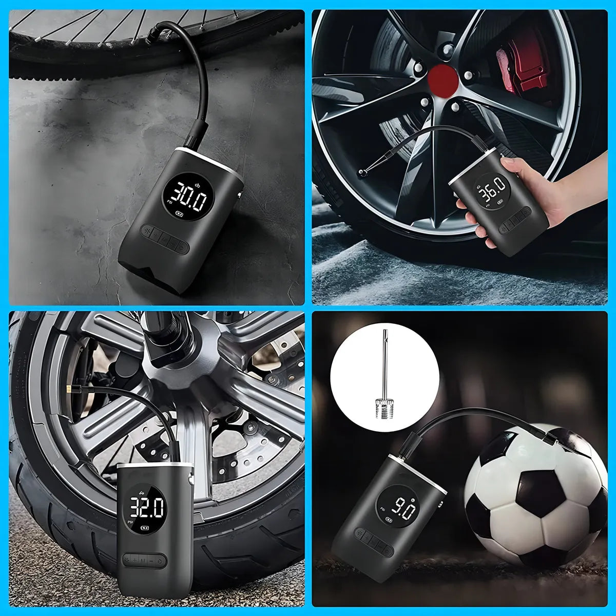 Mini compresor portátil - WindPlus™ CARROS, MOTOS, BICICLETAS, BALONES