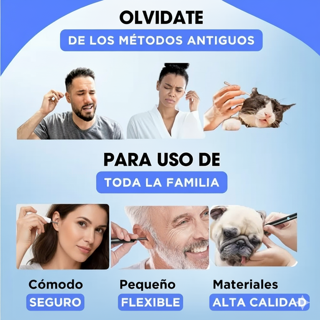 Limpiador de Oídos 360👂 - Cámara Integrada - Visualiza y elimina la cera en segundos.