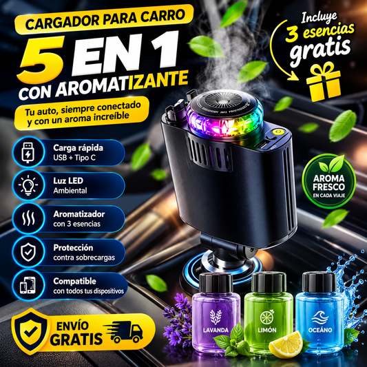 Cargador Retráctil Humidificador 5 En 1 LED