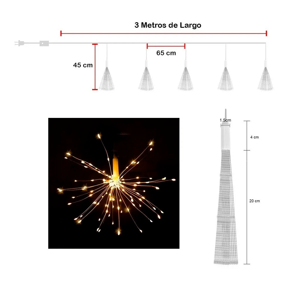 Luces Fuegos Artificiales LED-TrendStar™ 🎇- 3 METROS(500 luces)