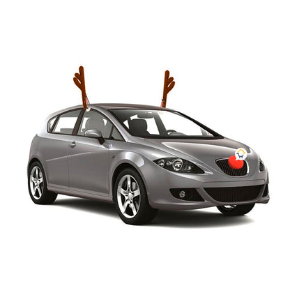 Decoración de automóvil navideña - Cuernos de Renos y Nariz Roja🦌🎄