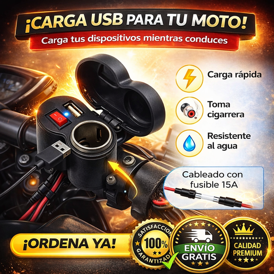 Cargador Usb Fast Y Cigarrera Para Moto