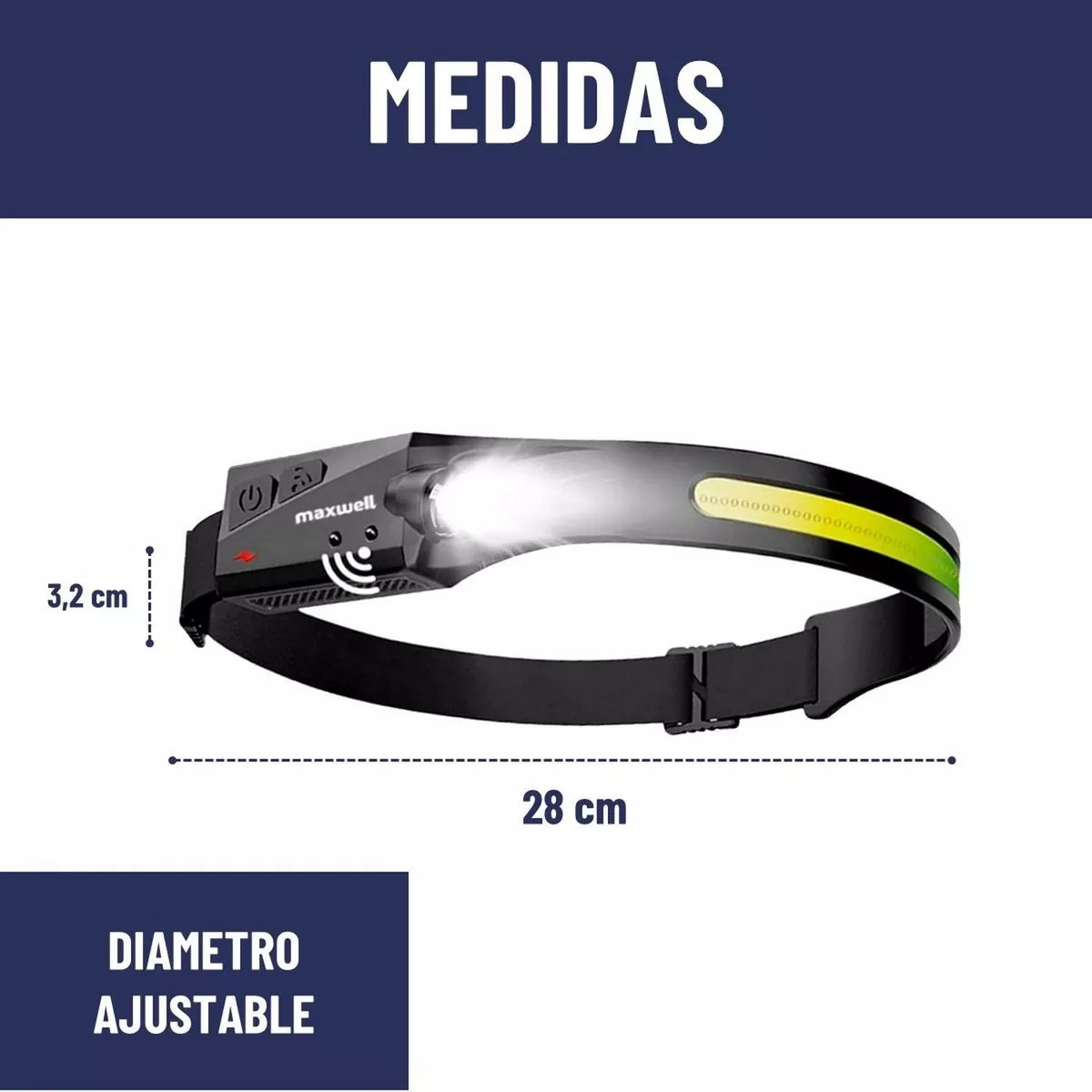 Linterna Frontal Luz Led-MAXWELL🔦