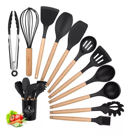 SiliconChef™ -Set x 12 Utensilios De Silicona Antiadherentes