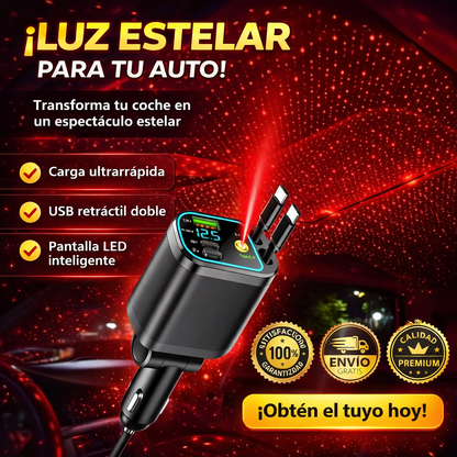 Cargador Retráctil 4 en 1 con proyector LED - CarPro®