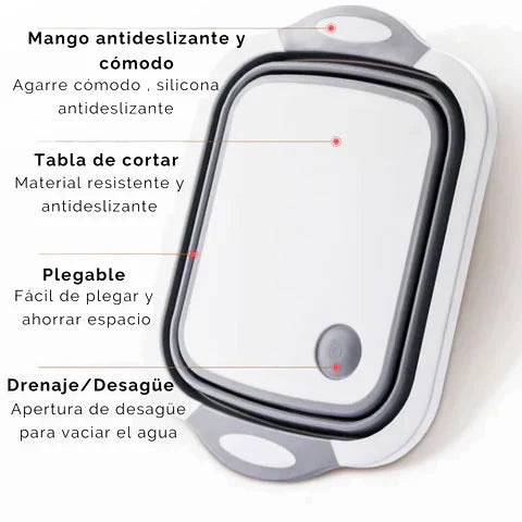 Tabla Plegable 3 en 1: WashPlus✨🔪🍎